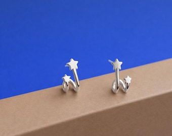 Pendientes de estrella de plata de ley 925 – Pendientes celestiales – Bolsa de regalo