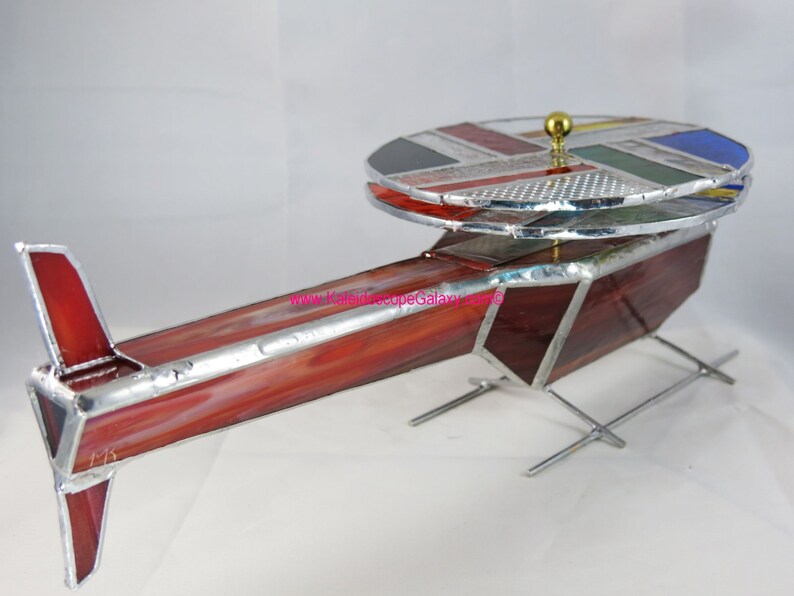 Stained Glass Red Helicopter Kaleidoscope.  Handmade in USA - Fantastic gift for everyone! Magnificent Colors ~ View will relax your mind:
