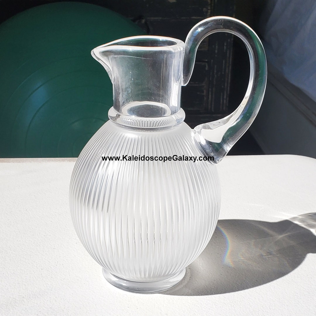 Lalique Langeais Crystal Ribbed Pitcher Beautiful Vintage Etsy