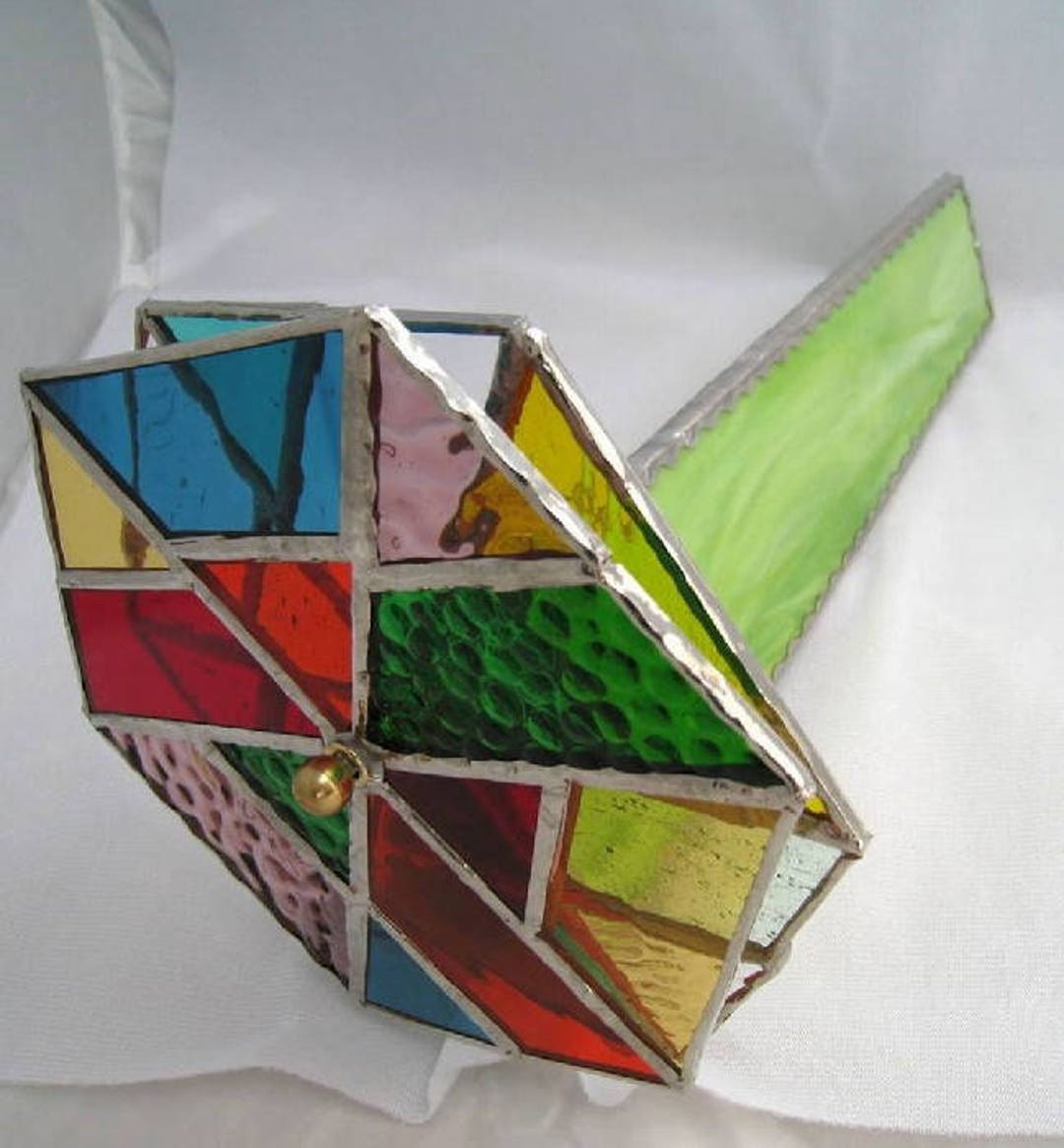 Large Stained Glass Kaleidoscope Handmade Green Grass Glass Etsy