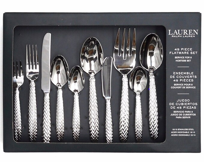 Ralph Lauren Equestrian Braid Flatware 51pc 18 10 Stainless Steel Ralph Lauren Equestrian Braid Flatware 51pc 18 10 Stainless Steel