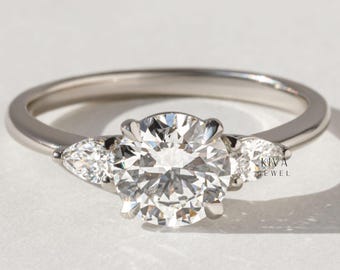 Moissanite Engagement Ring, 1.98 Ct Moissanite Ring Round Cut, Wedding Proposal Ring, Anniversary Gifts, Wedding Gift Ring For Women