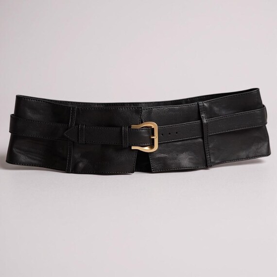 Western style wide belt Chic Black waist  cuncher with gold Buckle Western style wide belt Chic Black waist cuncher with gold  main image 4