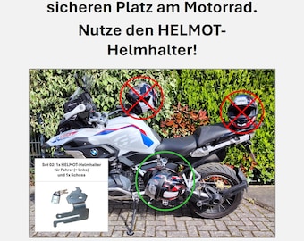 HELMOT Motorradhelm-Halter für BMW-Motorräder R 1250/1200, Set 02 (= Halter für Fahrer, mit Schloss)