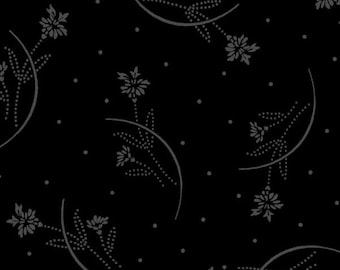 In the Black Half Moon Flowers, Maywood Studio MAS316-J, Cotton Fabric for Quilting and Sewing