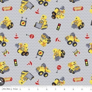 Riley Blake CAT Buildin&#39; Crew Wigglers-Grey Licensed CAT fabric Cotton Fabric