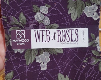 Charm Pack Web of Roses from Maywood Studio Fabrics, 5in Squares, 42pcs/bundle