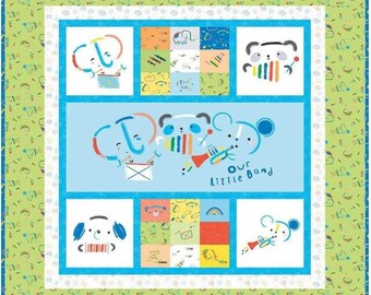 DIY Baby Quilt Kit Featuring Our Little Band Child's Panel with Crayola Crayon Images from Riley Blake Designs, 50 Inch x 51 Inch
