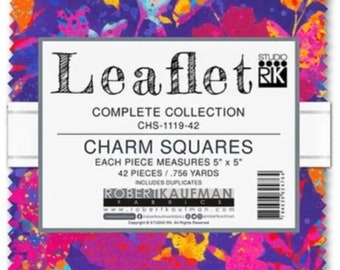 Charm Pack Leaflet from Robert Kaufman Fabrics, 5in Squares, 42pcs/bundle CHS-1119-42