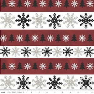 Hello Winter Flannel - Red, Riley Blake Soft and Cozy Flannel for Quilting and Sewing
