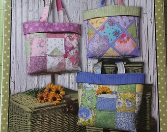 Charming Totes Quilt Pattern, Whistlepig Creek Designs 1145, 3 Tote Bag Designs, Charm Square Friendly