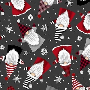 Tossed Winter Gnomes and Snowflakes, Timeless Treasures, Gnome for the Holidays Collection