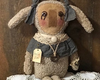 SHEEP DOLL~ MaDe To OrDeR~ Primitive Decor~ Handmade Doll~ Baptism~ Farmhouse~ New Mother~ Fabric Sheep Doll~ Rustic Decor~ Personalized~