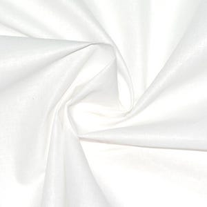 May include: A close-up of white fabric with soft folds and a subtle sheen. The fabric is tightly swirled, creating a dynamic pattern of light and shadow. The material appears smooth and possibly lightweight.
