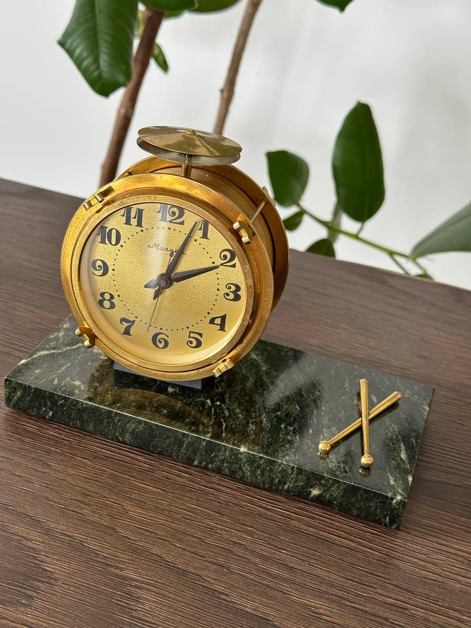 Vintage Soviet Desk Clock Molnija “drum” | Mechanical Table Clock