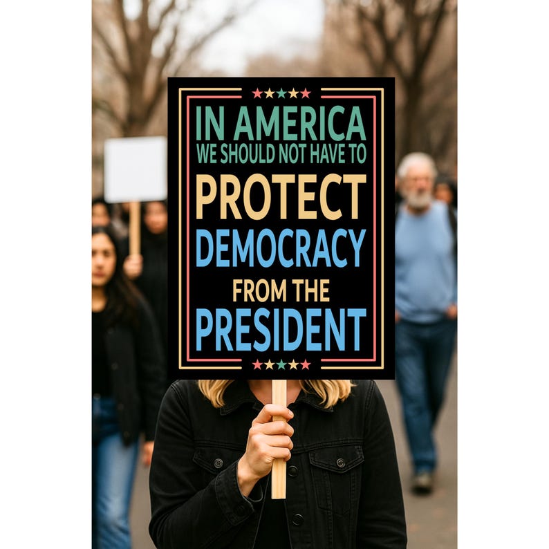 Protect Democratic Rights Protect Democracy Protest Sign, Political Activist Poster, No Kings ...
