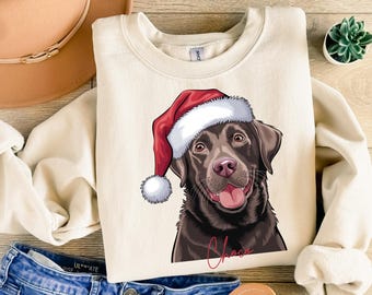 Christmas Chocolate Lab Sweatshirt, T-shirt bruine labrador retriever, kersthond sweatshirt, grappig vakantie hondenshirt, cadeau voor hondenliefhebbers