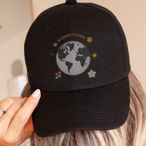 Custom Text Hat, Personalized Vintage Baseball Hat, Gift For New Dad Mom, Gift For Anti Racism, Fathers Day Gift, No Human is illegal cap