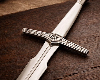 Épée médiévale blanche avec fourreau | lame en acier inoxydable faite main | présentoir de cosplay