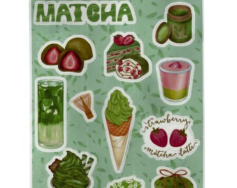 抹茶デザートステッカーシート｜透明ビニールデカール