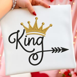 King Crown Embroidery Design, Royal King Lettering Embroidery File, Birthday Boy Design, Arrow Script Machine Embroidery File