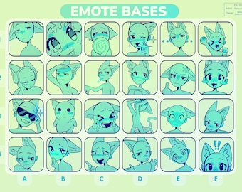 Digitala Anime P2U Emote/Sticker Bases | Chibi Lineart Mall för Twitch Discord VTuber Telegram