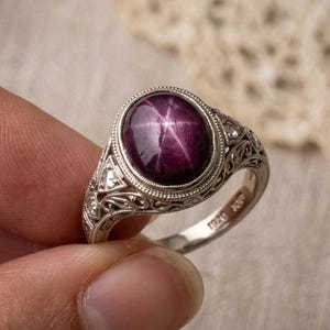 Man Star Ruby Ring, Wedding Ring, Natural Star Ruby Ring, 925 Silver Ring, Stackable Ring, Birthstone Ring, Anniversary Gift Ring.