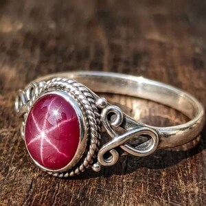 Ruby Star Ring, Celestial Ruby Ring, Starburst Ruby Ring, July Birthstone Ring, Dainty Gold Star Ring, Minimalist Ruby Jewelry, Gift for Her image 2