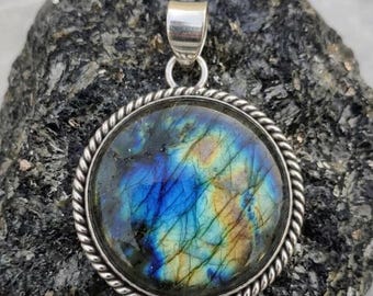 Labradorite Necklace 925 Silver Pendant Handmade Pendant Dainty Pendant Women Pendant, Pear Stone Pendant, Christmas Gift, Wedding Jewellery