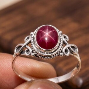 Ruby Star Ring, Celestial Ruby Ring, Starburst Ruby Ring, July Birthstone Ring, Dainty Gold Star Ring, Minimalist Ruby Jewelry, Gift for Her image 3