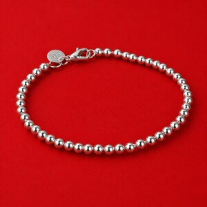 925 Sterling Silver Bead Bracelet | Minimalist Ball Chain Bracelet | Dainty Stackable Silver Bracelet | Everyday Jewelry Gift for Women