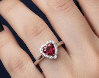 925 Sterling Silver Red Garnet or White Zircon Silver Ring Natural Gemstone Ring, Sterling Silver Birthstone Ring, Dainty Stacking Jewelry