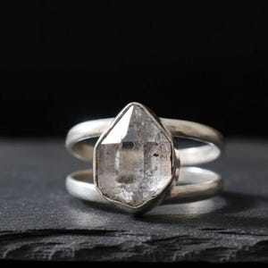 Herkimer Diamond Ring 925 Sterling Silver Handmade Minimalist Dainty Jewelry, Engagement, Natural Gemstone Gift For Her Daily Wear