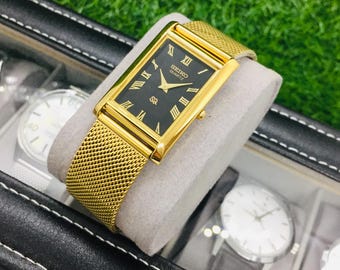 Vintage 1980's Seiko Tank Ladies Watch! Roman Numerals, Beveled