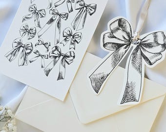 Elegant vintage birthday card, ribbon moments, connection, A6 handmade postcard, gift tag