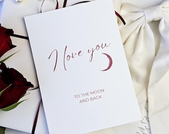 Valentine's Day card "To the Moon and back" love message postcard modern greeting card