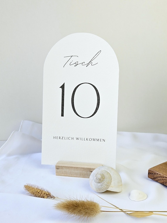 Elegante Tischnummern Hochzeit "Soft Arc" moderne minimalistische Tischkarten in Bogenform Boho
