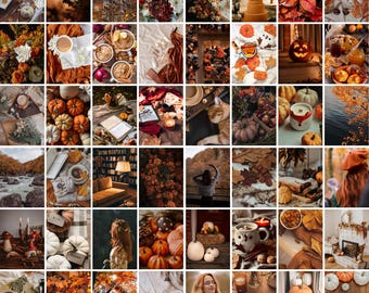Autumn Aesthetic Collage Kit – 200 Printable Photos (4x6 Inch), Cozy Fall Wall Art, Vision Board & Scrapbook | Digital Download
