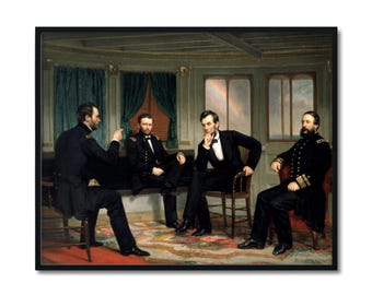 The Peacemakers 1865 by George P A Healy Canvas Print - Lincoln Wall Art