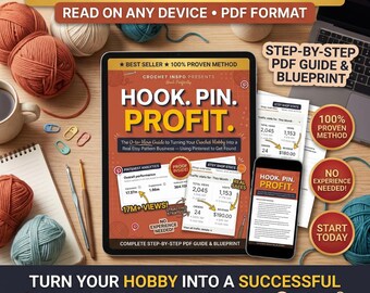 Przewodnik po biznesie szydełkowym w formacie PDF | Jak sprzedawać wzory szydełkowe na Etsy | Marketing na Pintereście dla sprzedawców szydełkowych | Ebook dla sprzedawców na Etsy