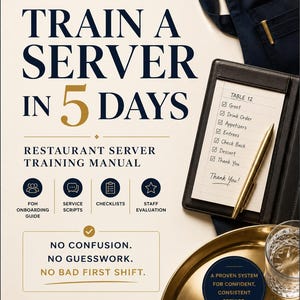 Train een server in 5 dagen | Trainingshandleiding restaurantserver | Ober Serveerstergids | FOH-introductie, scripts, checklists (pdf)