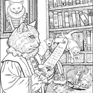 FANTASTIC CATS: 24 Coloring Pages for Adults Instant PDF Downloadable Coloring Book image 4