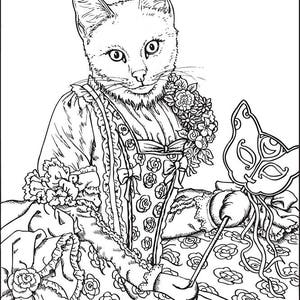 FANTASTIC CATS: 24 Coloring Pages for Adults Instant PDF Downloadable Coloring Book image 5