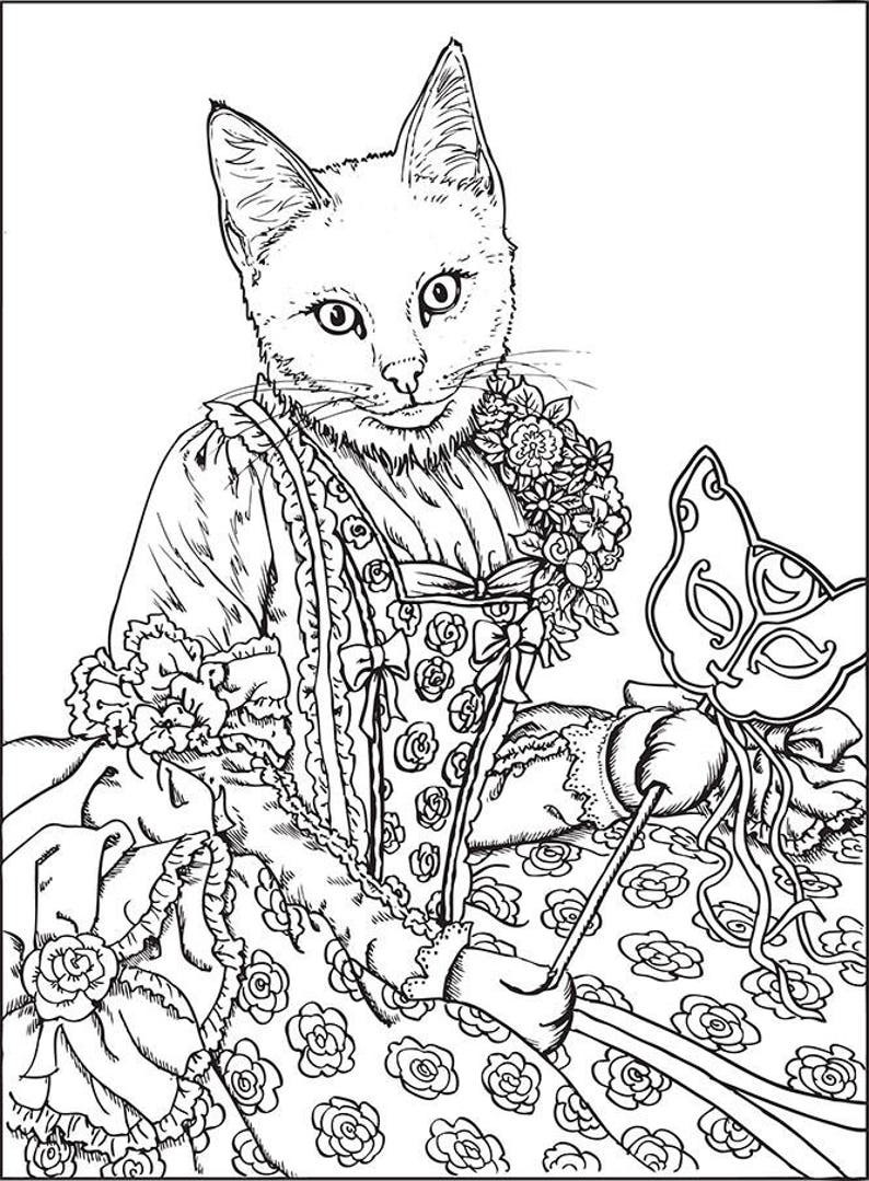 FANTASTIC CATS: 24 Coloring Pages for Adults Instant PDF Downloadable Coloring Book image 5