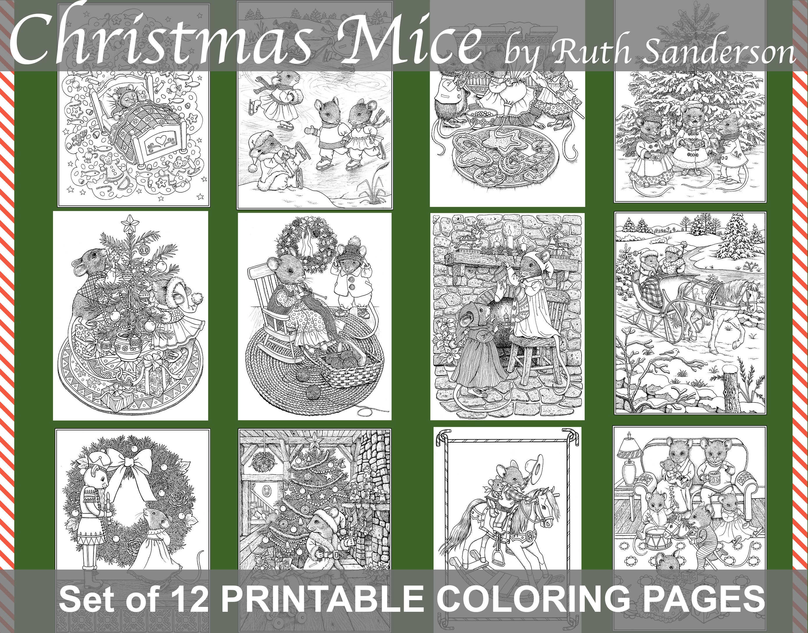 Christmas Mouse Coloring Page