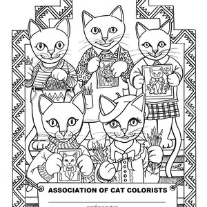 FANTASTIC CATS: 24 Coloring Pages for Adults Instant PDF Downloadable Coloring Book image 7