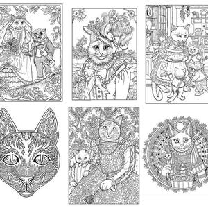 FANTASTIC CATS: 24 Coloring Pages for Adults Instant PDF Downloadable Coloring Book image 9