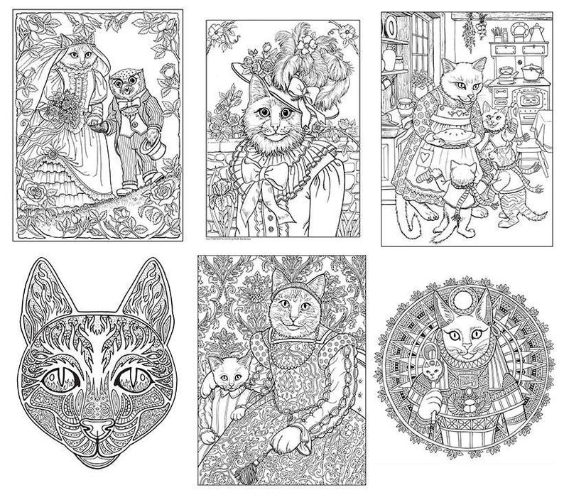 FANTASTIC CATS: 24 Coloring Pages for Adults Instant PDF Downloadable Coloring Book image 9