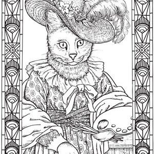 FANTASTIC CATS: 24 Coloring Pages for Adults Instant PDF Downloadable Coloring Book image 6