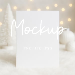 Christmas Card Mockup | 5x7 White Greeting Card Mockup | Xmas Mock-Up | 5x7 Blank Card Mockup | Digital PSD JPG PNG